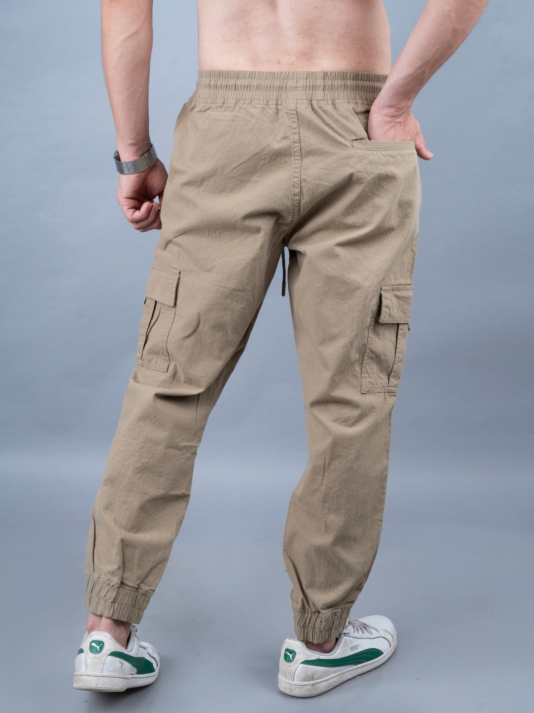 Men Regular Fit Cargo Jogger - Khaki