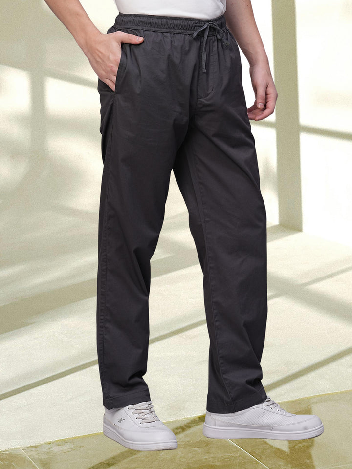 Cotton Pant for Men Solid - Charcoal Grey