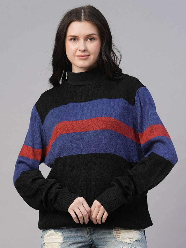 Bold Stripe Classic Knitted Women Pullover