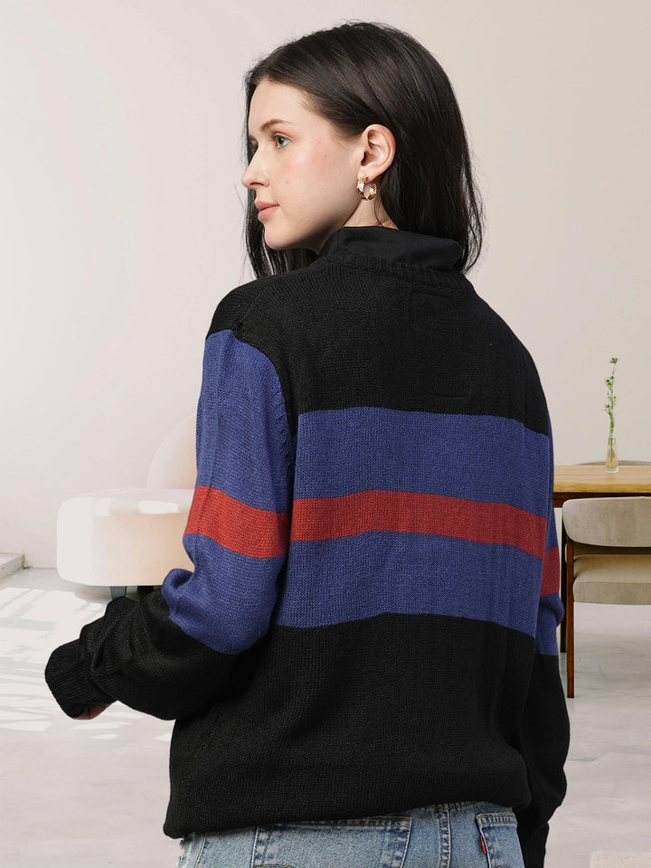 Bold Stripe Classic Knitted Women Pullover