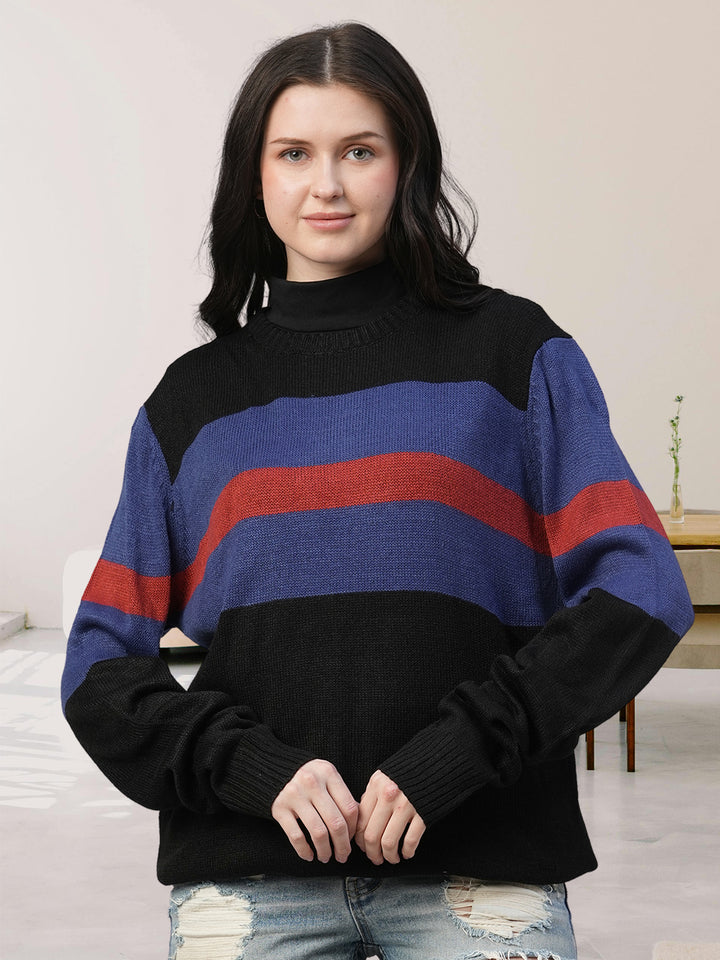 Bold Stripe Classic Knitted Women Pullover