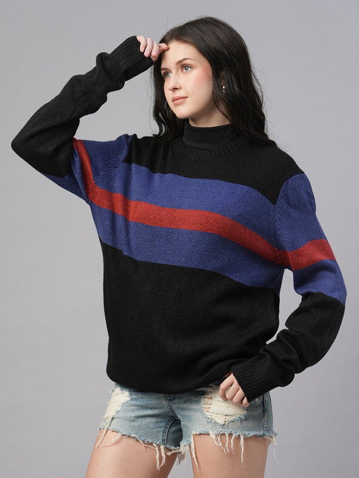 Bold Stripe Classic Knitted Women Pullover