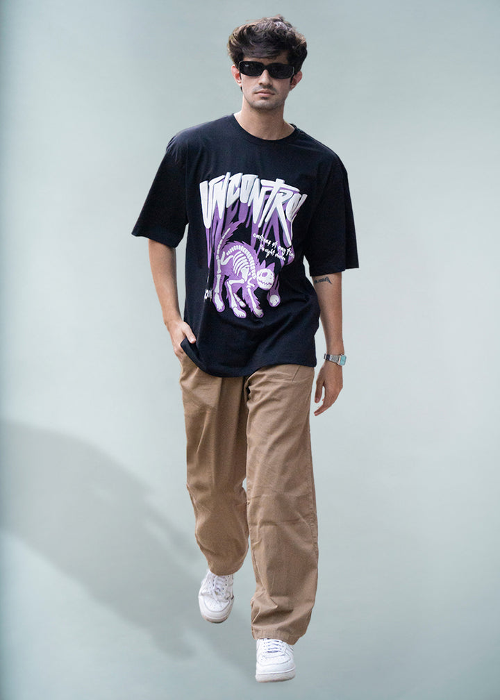 Uncontrol Men Oversized Puff Printed T-shirt