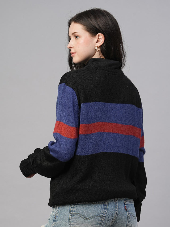 Bold Stripe Classic Knitted Women Pullover