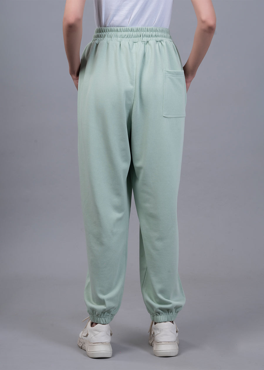Women Premium Terry Loose Fit Joggers - Mint Green