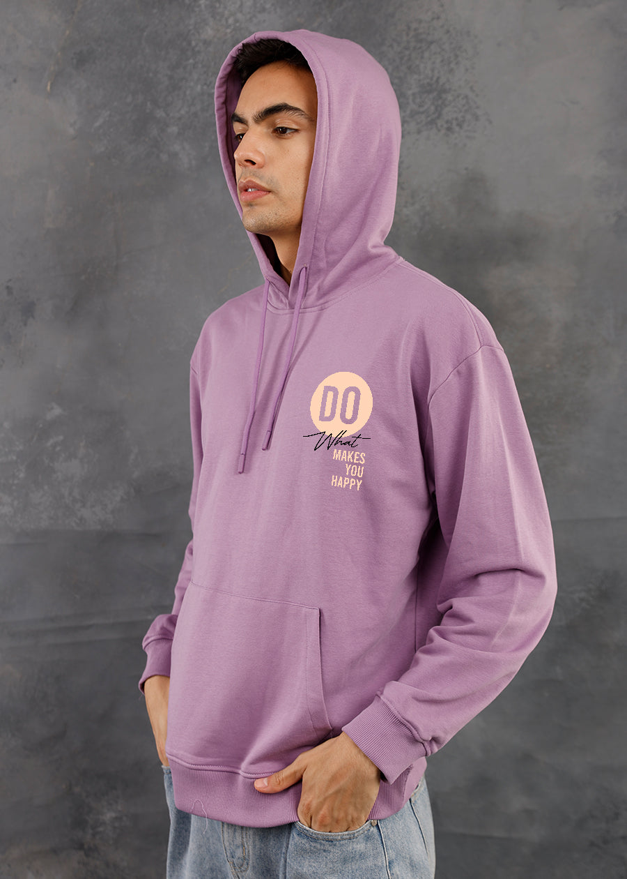 What Makes You Happy Men Printed Drop Shoulder Premium Terry Hoodie