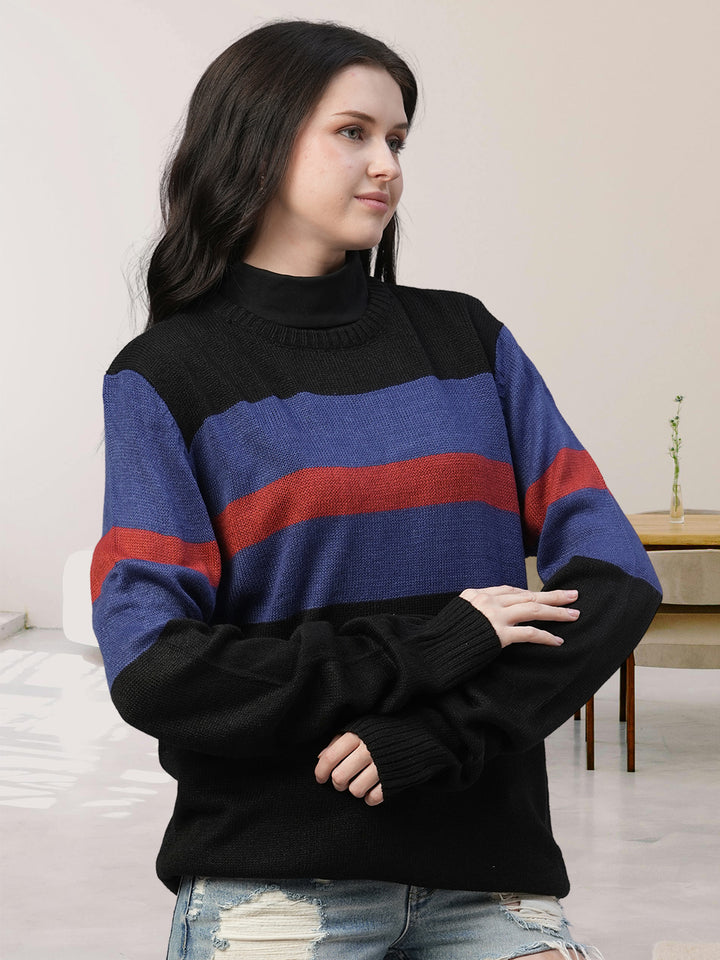 Bold Stripe Classic Knitted Women Pullover