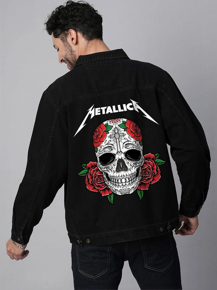 Men Black Regular Fit Full Sleeves Denim Jacket