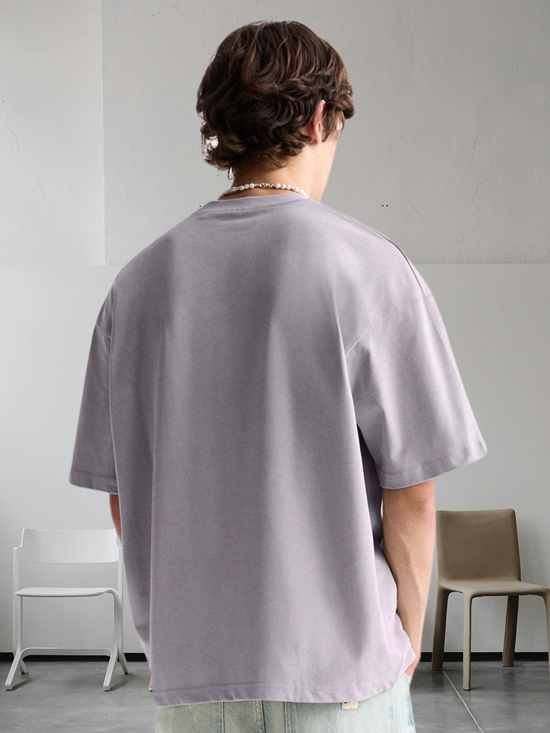 Solid Men Oversized T-Shirt - Ash Grey