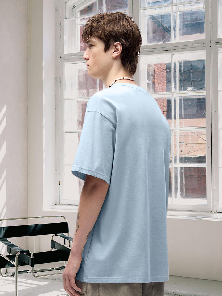 Solid Men Oversized T-Shirt - Sky