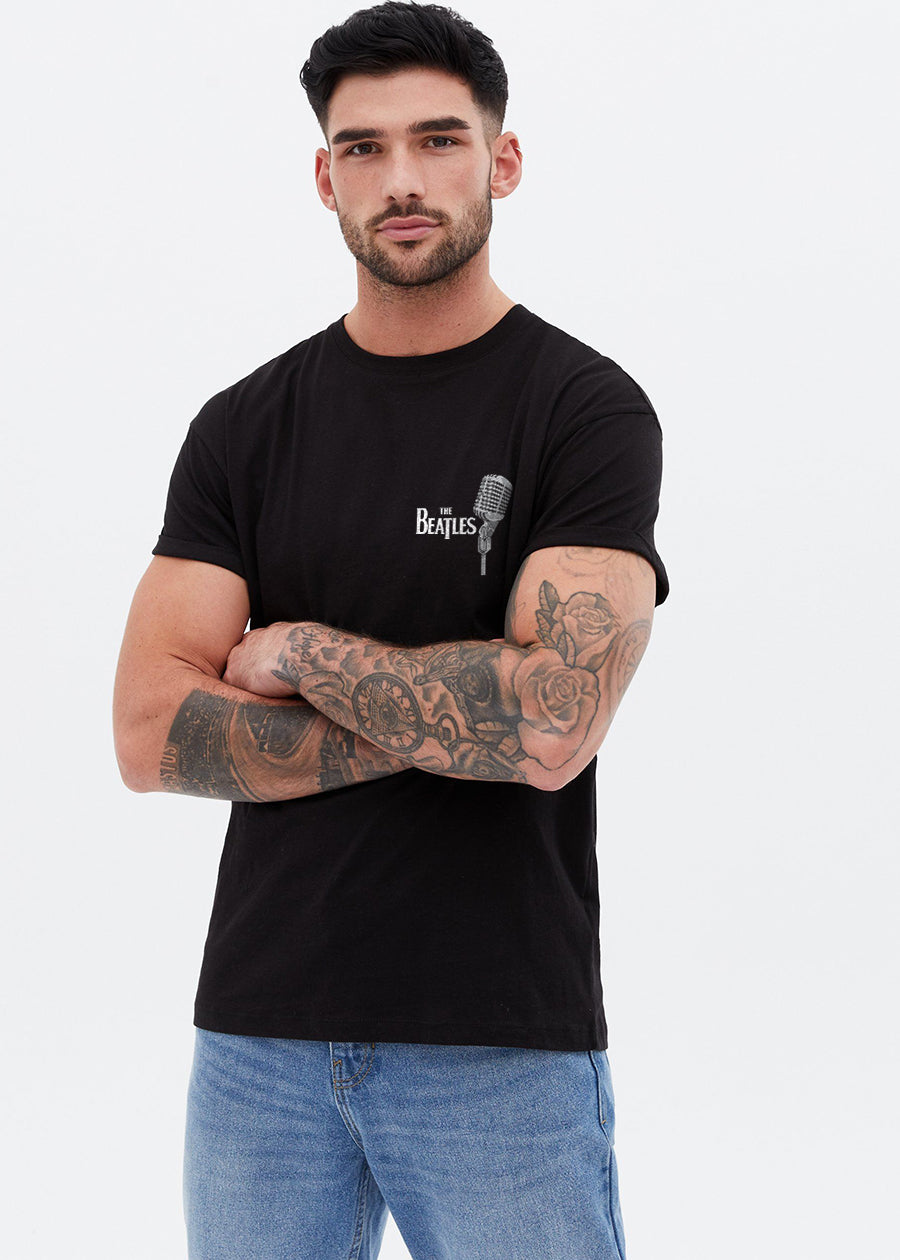The Beatles Men Regular Fit Black Half Sleeve T-Shirt