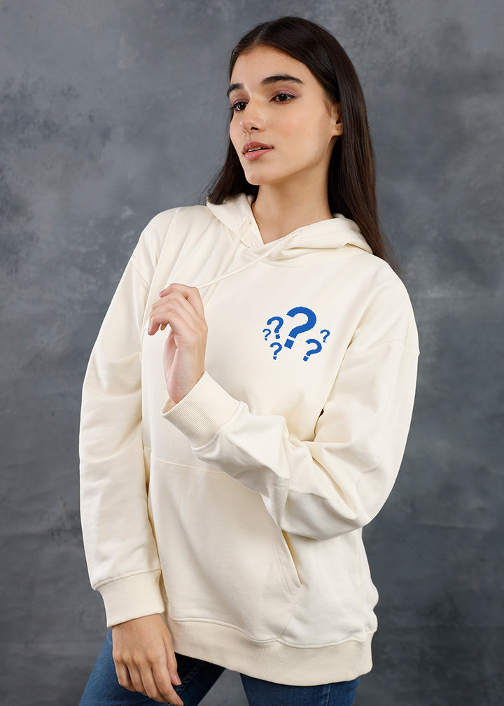 Who Cares? Printed Off White Oversized Hoodie Women | Pronk