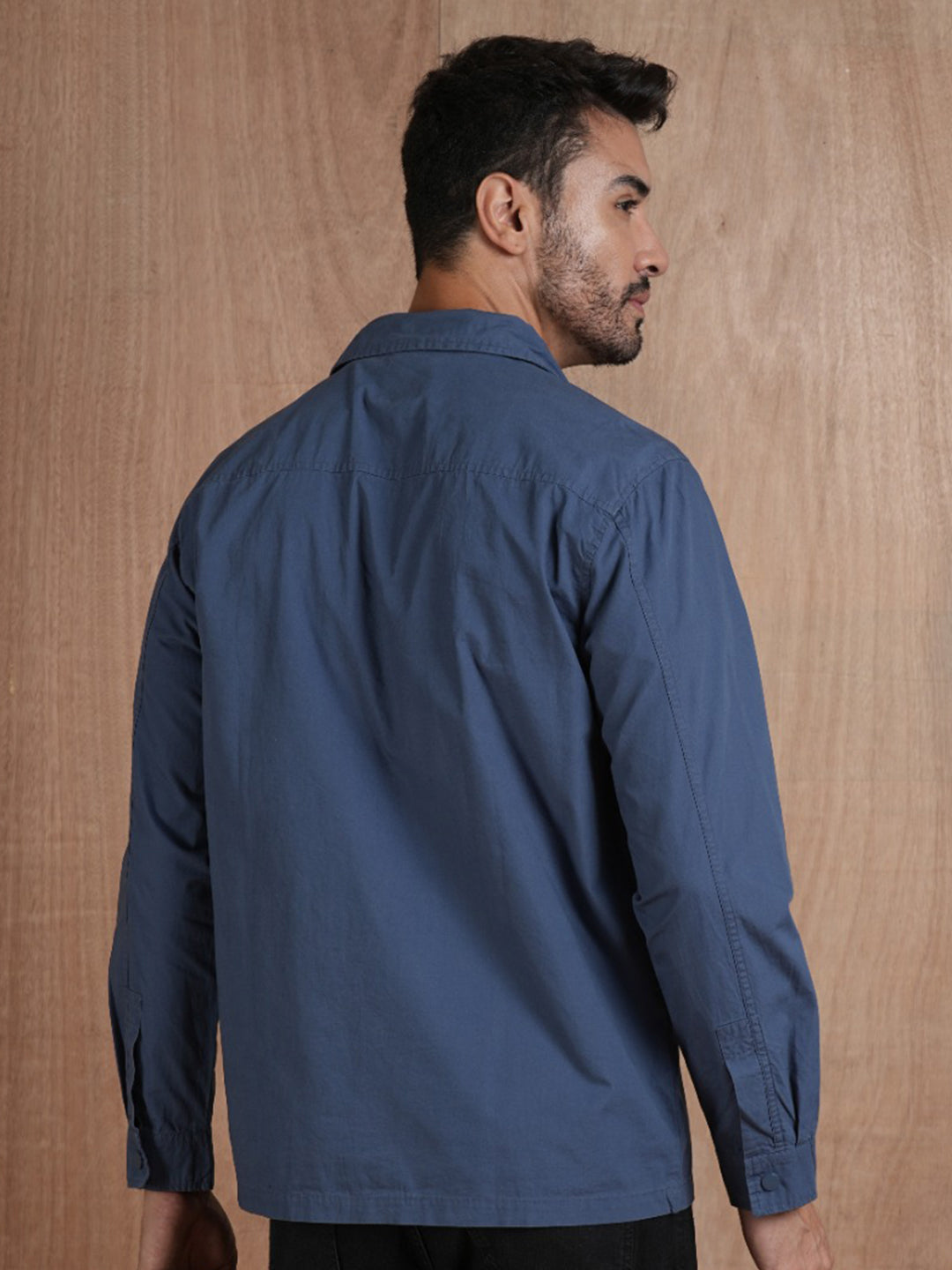 Solid Mens Shacket - Blue