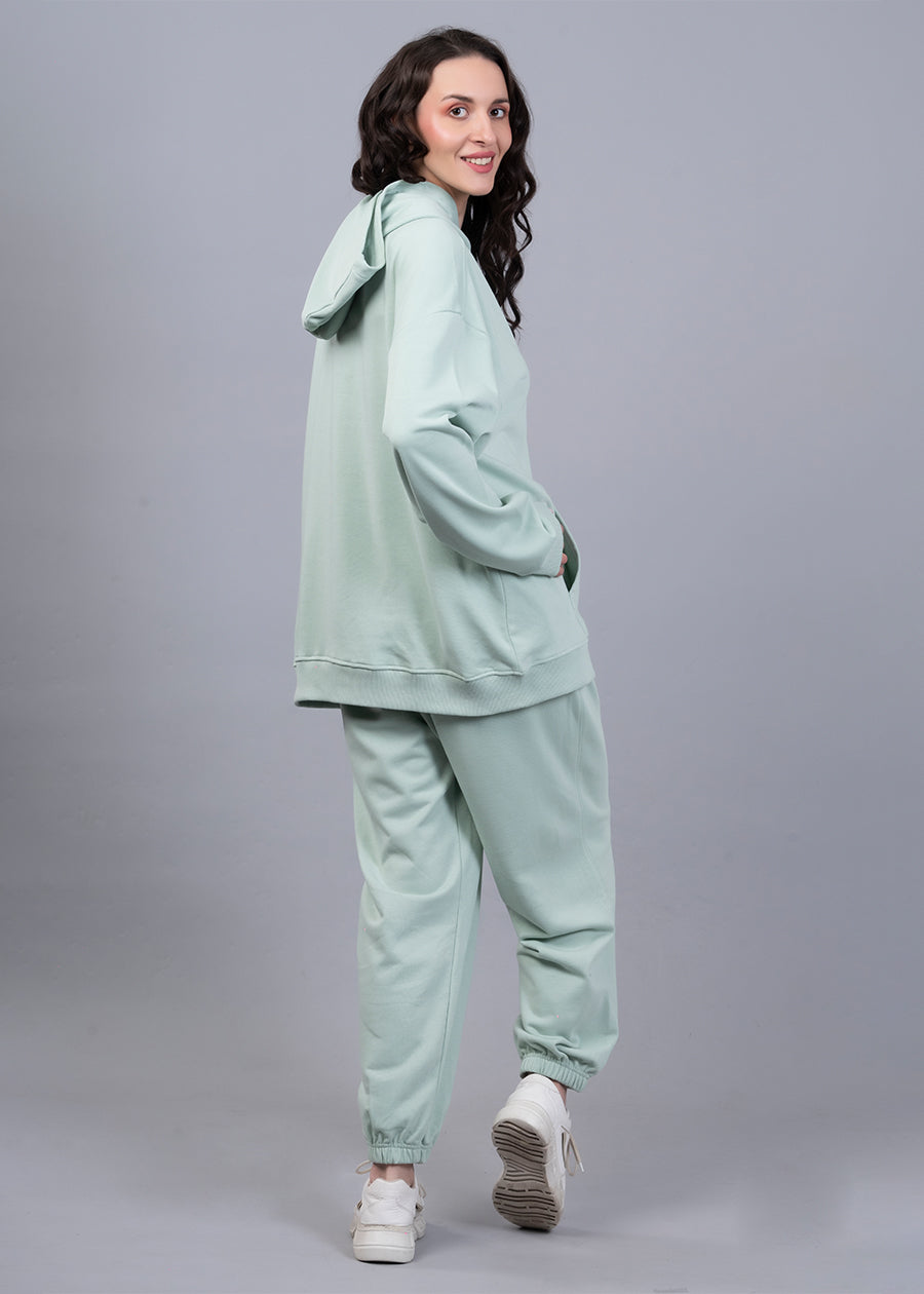 Solid Mint Green Terry Co ord Set For Womens | Pronk