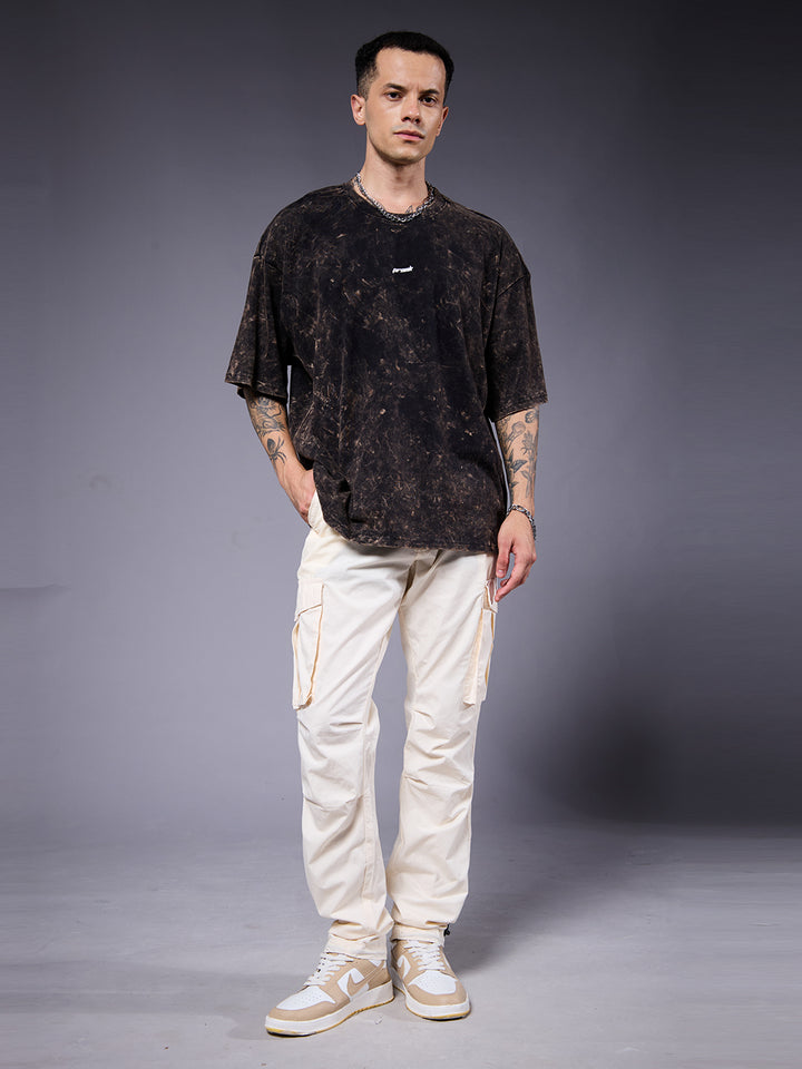STREET STATIC Men Retro Wash Printed Oversized T-Shirt