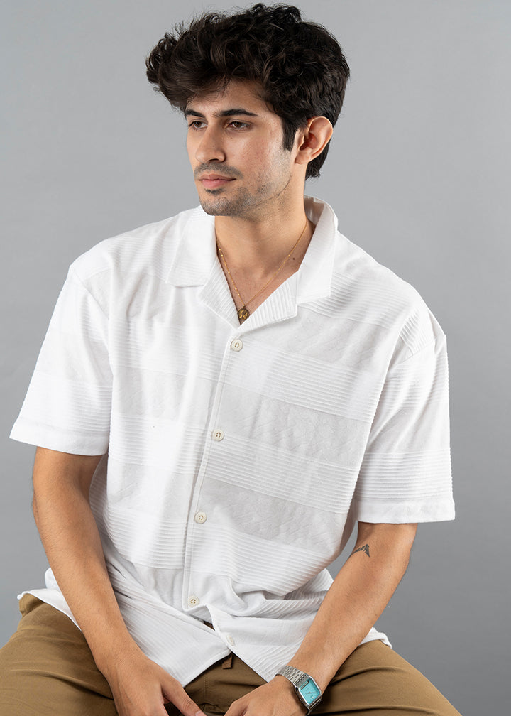 Mens Half Sleeve Resort Shirt - White