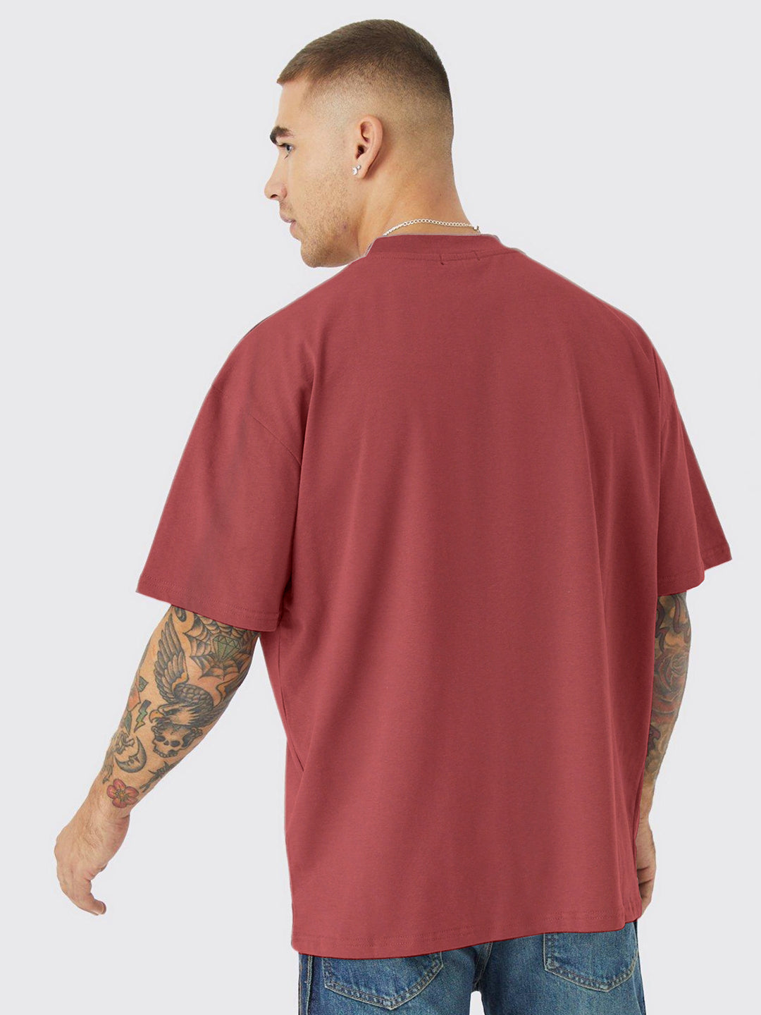 Solid Men Oversized T-Shirt - Mauve Taupe