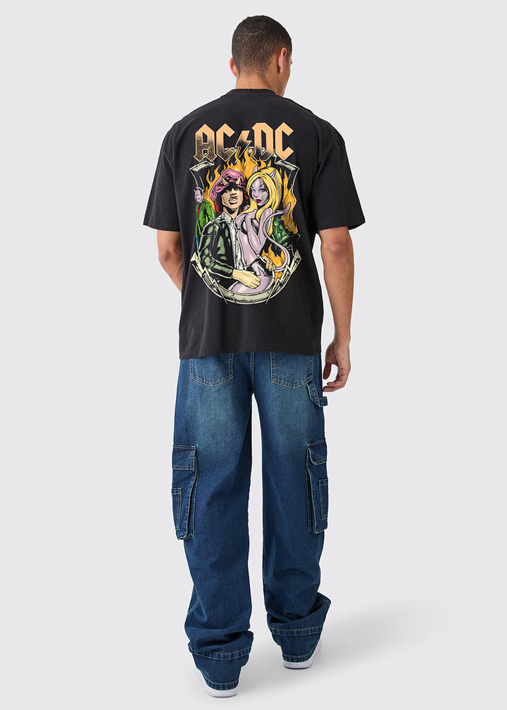 Fire AC-DC Men Oversized Printed T-Shirt