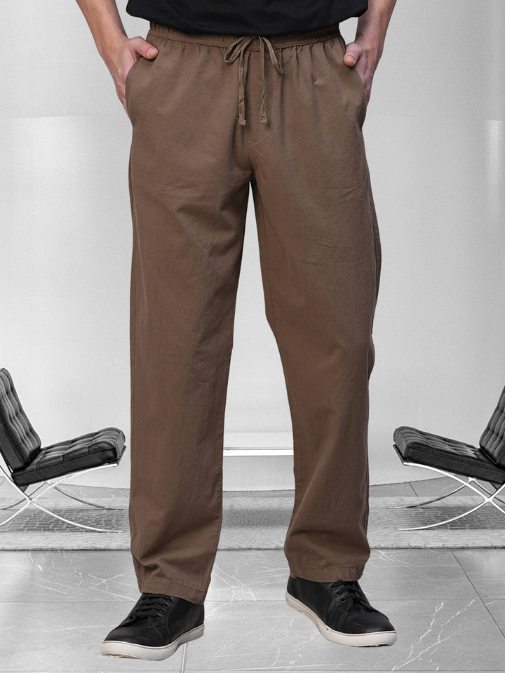 Cotton Pant for Men Solid - Brown