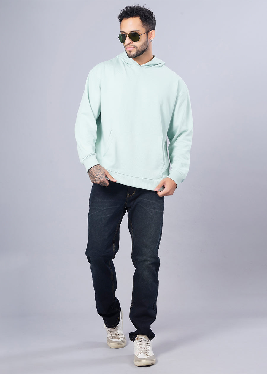 Solid Men Drop Shoulder Premium Terry Sweatshirt - Mint Green