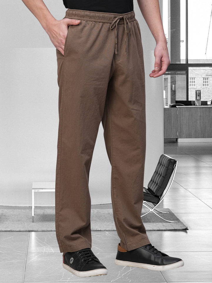 Cotton Pant for Men Solid - Brown