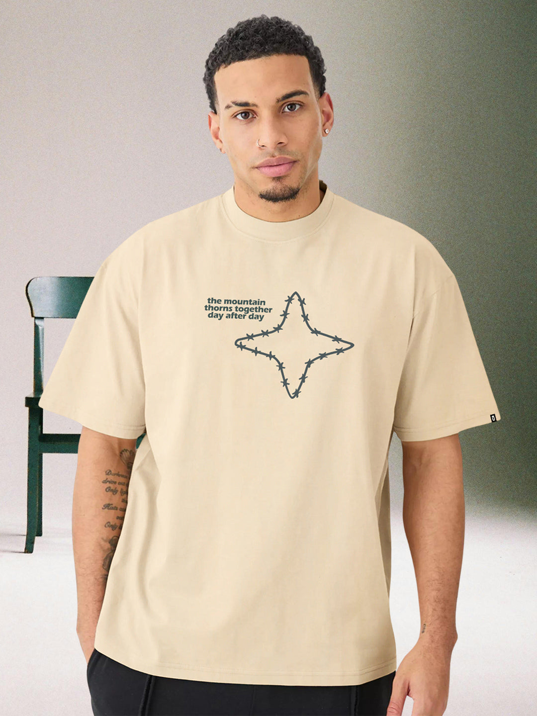 Mountain Star Men Oversized Printed T-Shirt