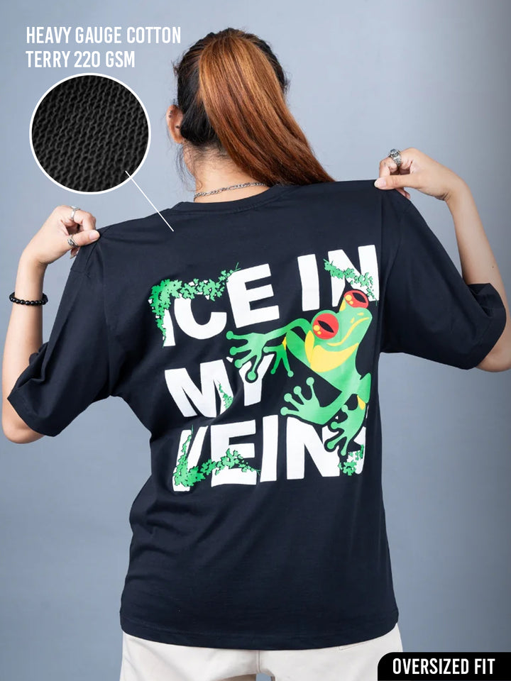 Ice In My Veins Puff Printed Woman Oversized Terry T-shirt