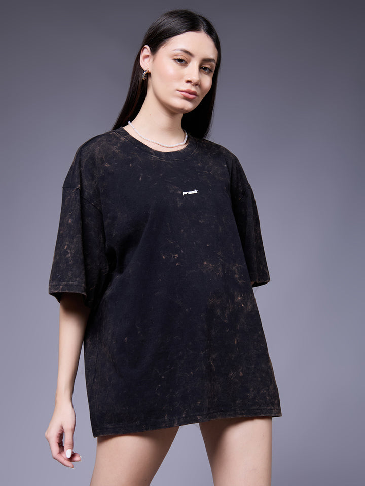 Evolve Women Retro Wash Printed Oversized T-Shirt