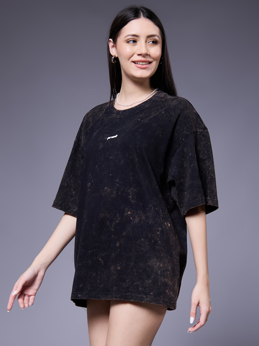 Evolve Women Retro Wash Printed Oversized T-Shirt