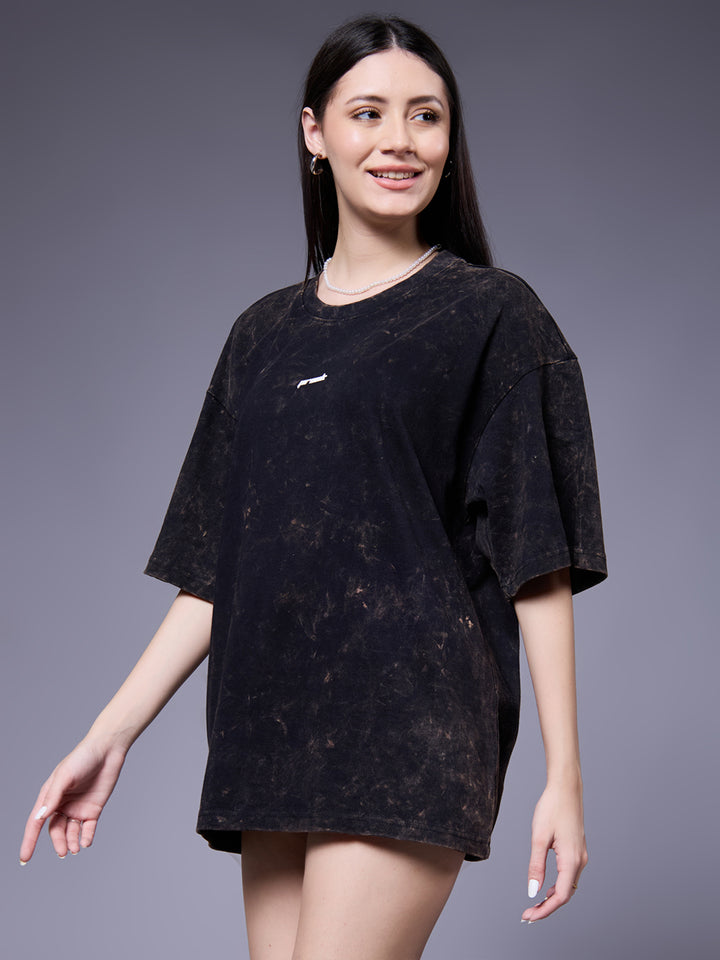 Evolve Women Retro Wash Printed Oversized T-Shirt