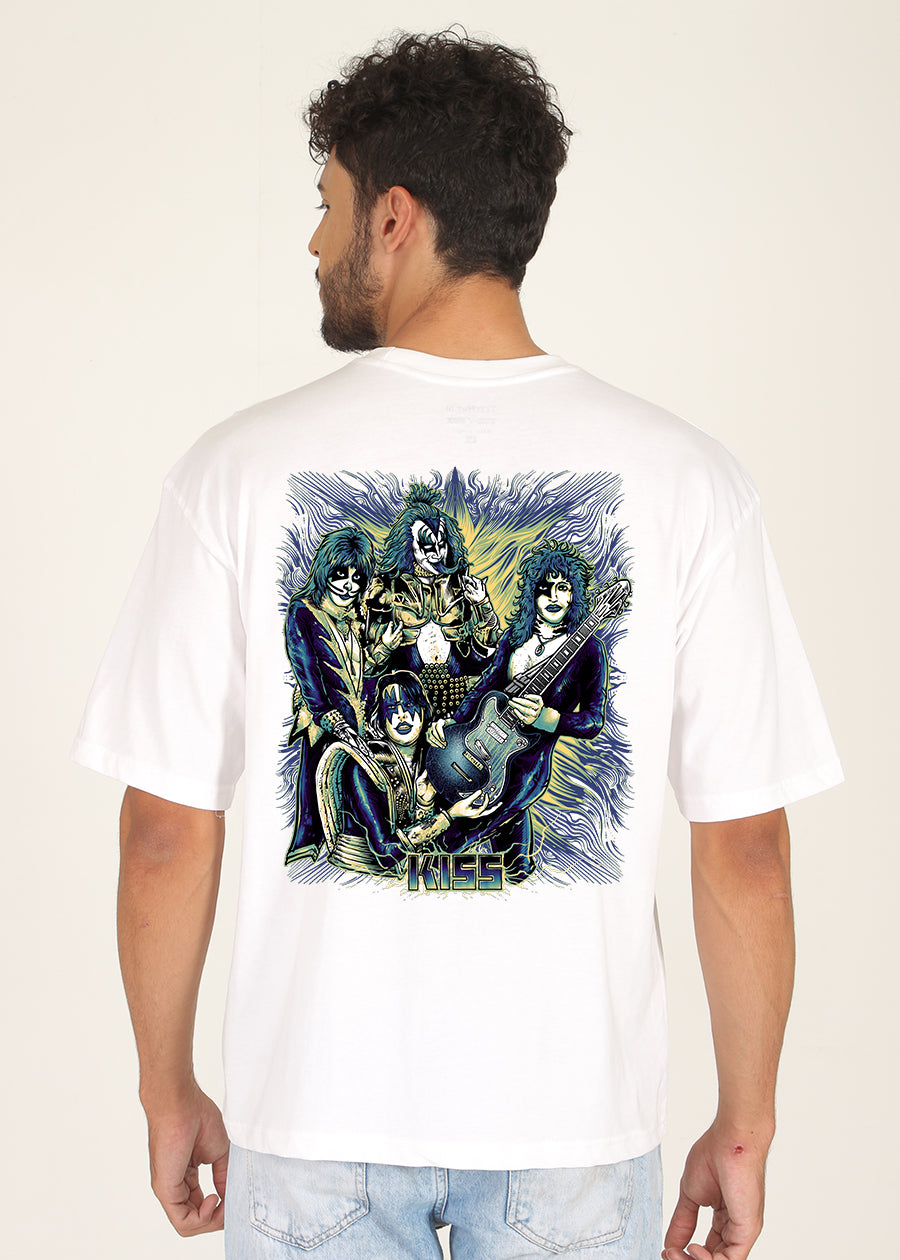 Kiss Psycho Band Men Oversized Printed T-Shirt