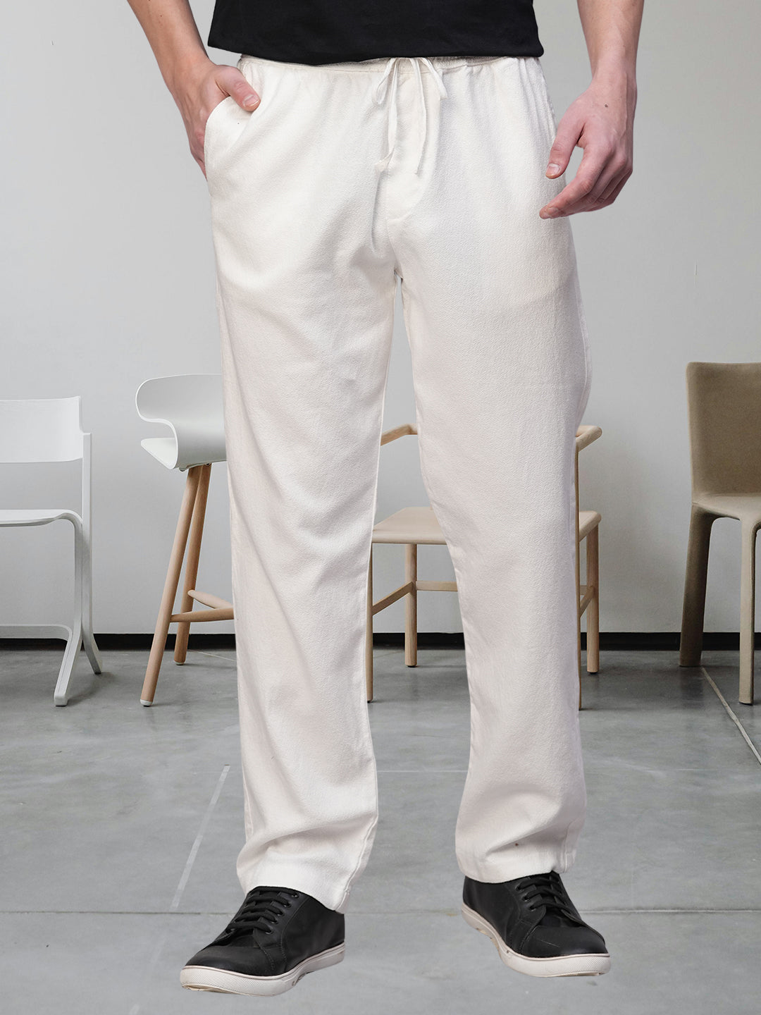 Cotton Pant for Men Solid - White