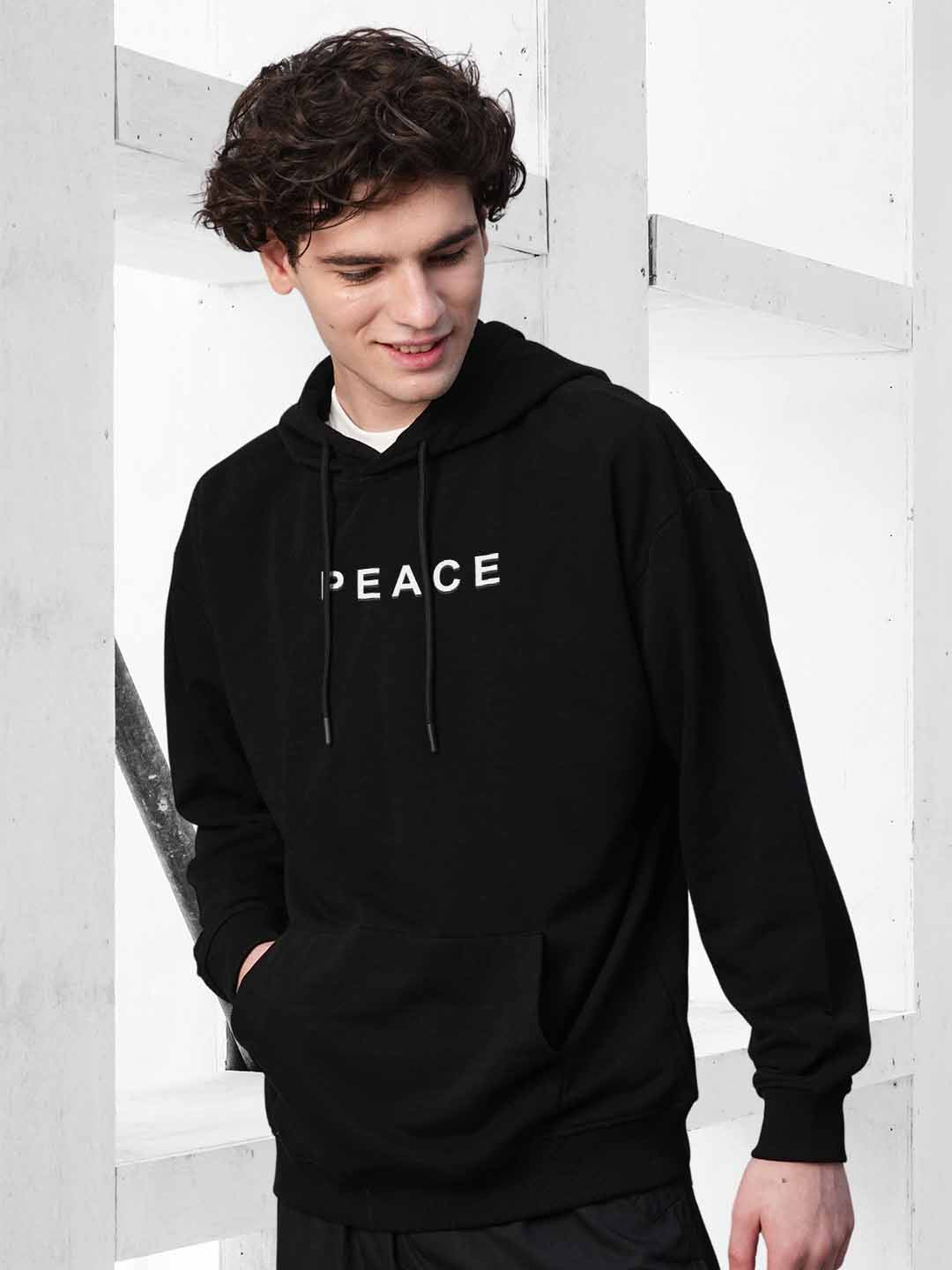 Peace Men Drop Shoulder Premium Terry Hoodie