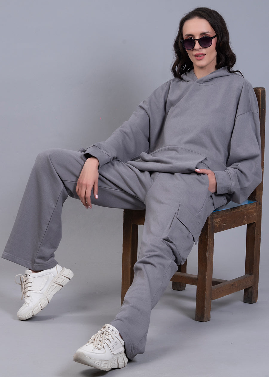 Solid Ash Grey Co ord Set For Women
