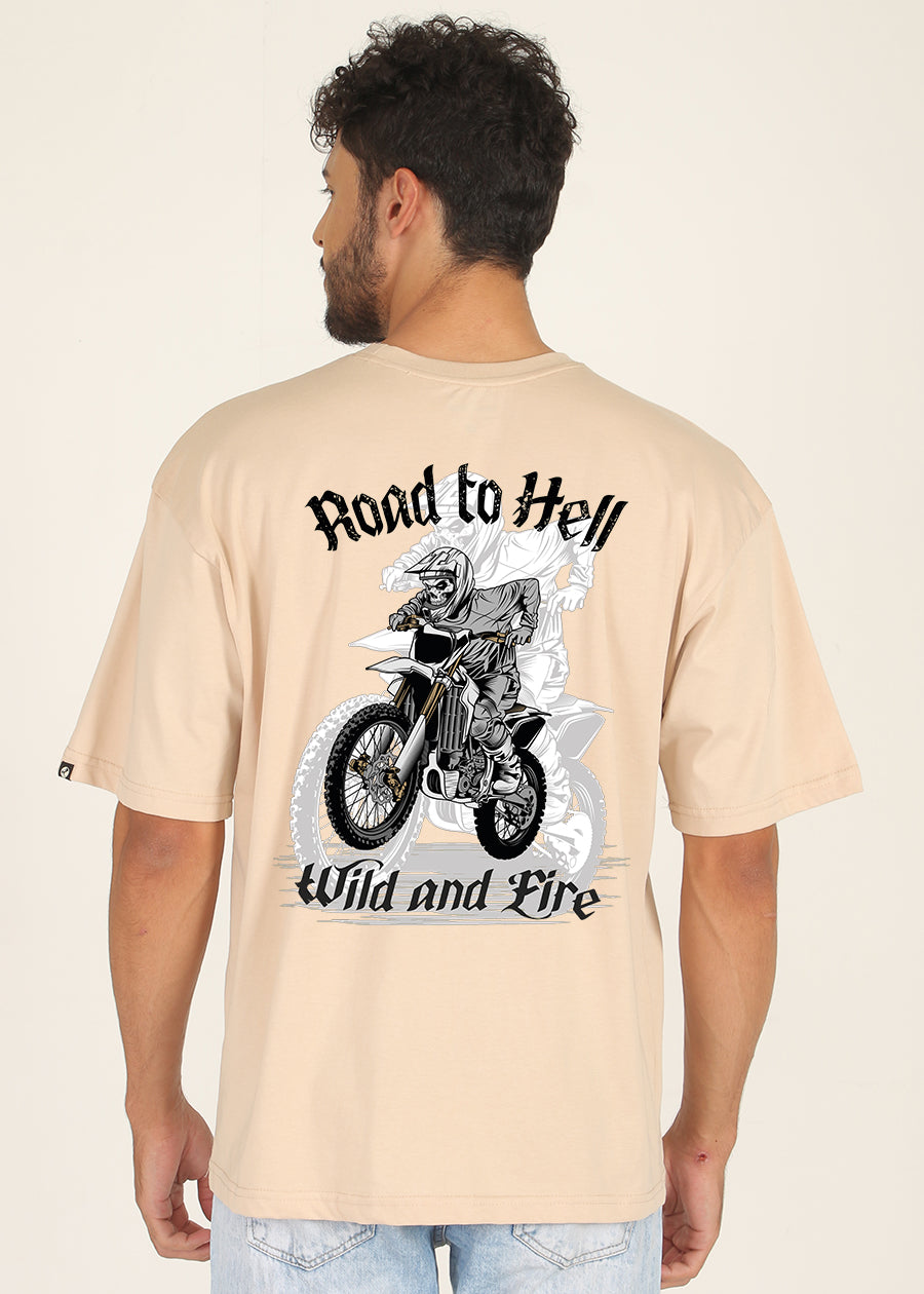 Road To Hell Men Oversized Printed T-Shirt