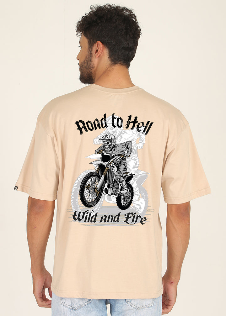Road To Hell Men Oversized Printed T-Shirt