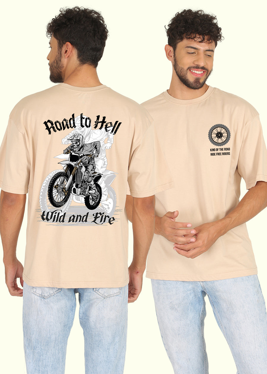 Road To Hell Men Oversized Printed T-Shirt