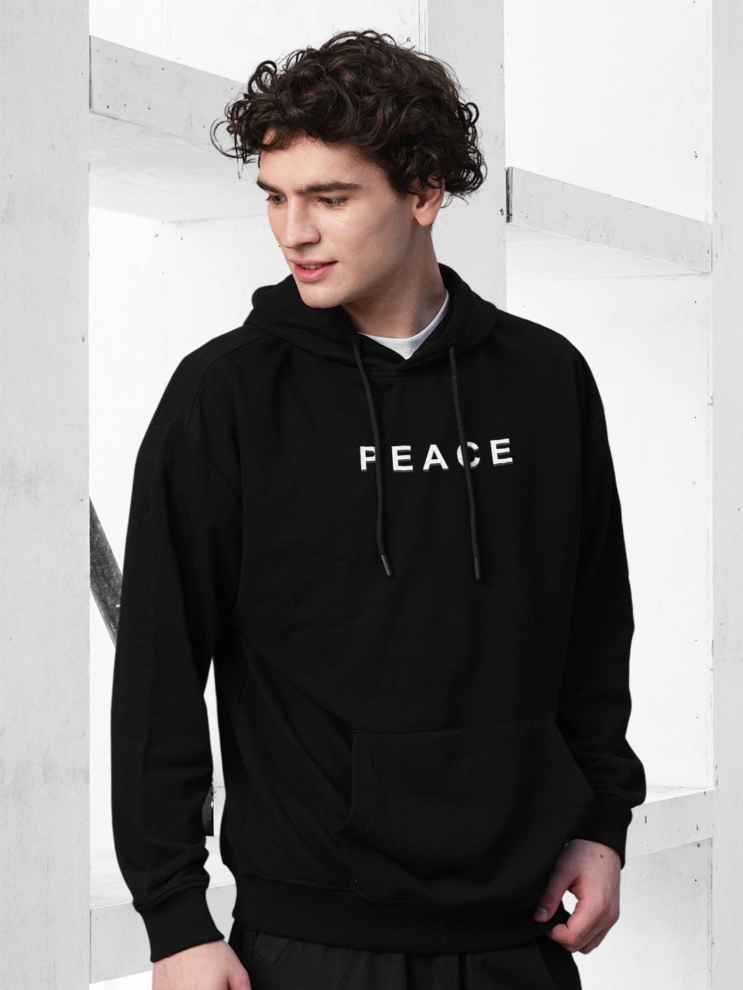 Peace Men Drop Shoulder Premium Terry Hoodie