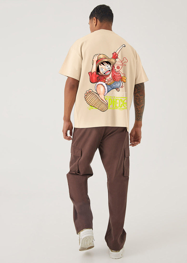Run Luffy Men Oversized Printed T-Shirt