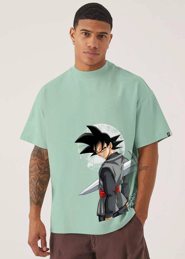 Black Goku Men Oversized Printed T-Shirt