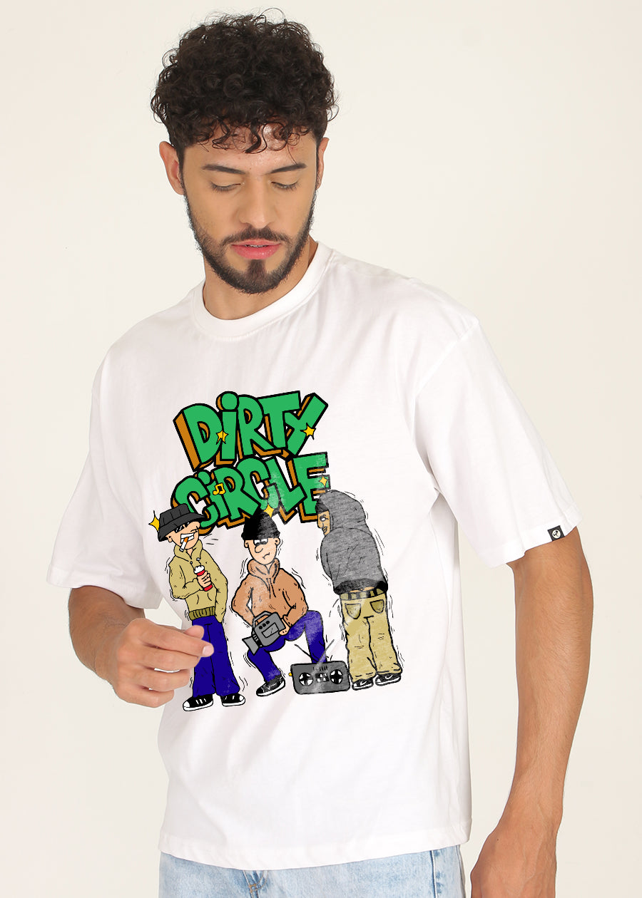 Dirty Circle Men Oversized Printed T-Shirt
