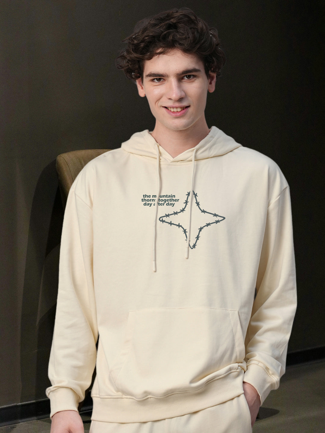 Mountan Star Men Drop Shoulder Premium Terry Hoodie