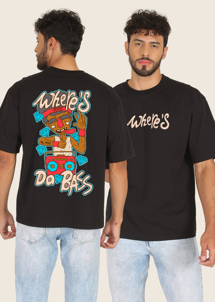 Where's Da Bass Men Oversized Printed T-Shirt