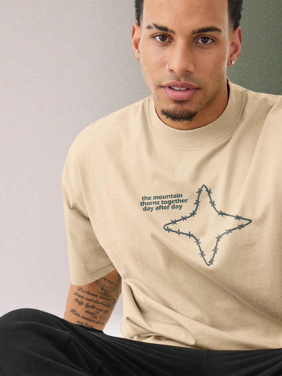 Mountain Star Men Oversized Printed T-Shirt