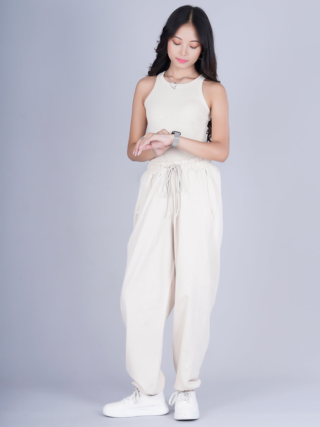 Pronk Ribbed Sleeveless Tank - Off White