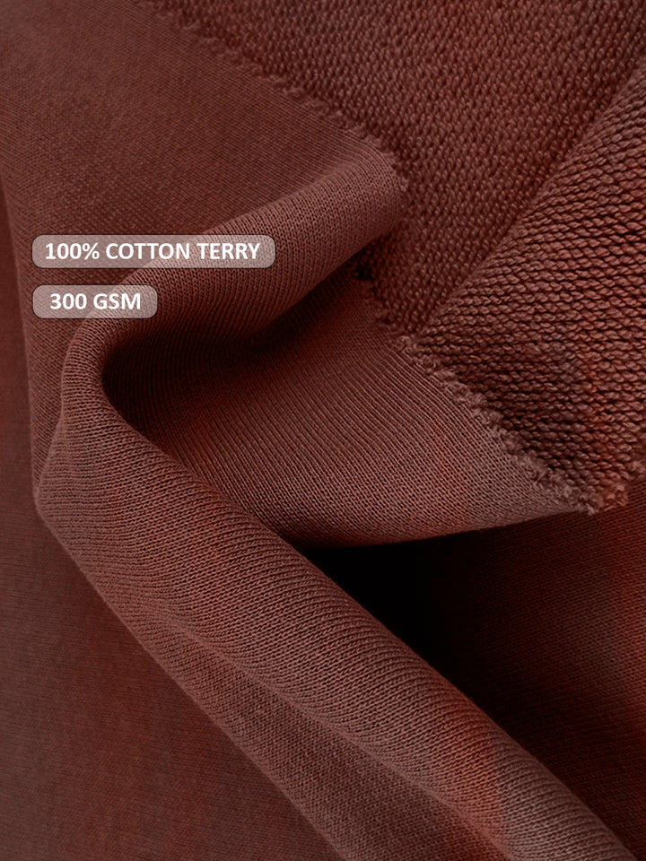 Solid Men Drop Shoulder Premium Terry Hoodie - Cocoa