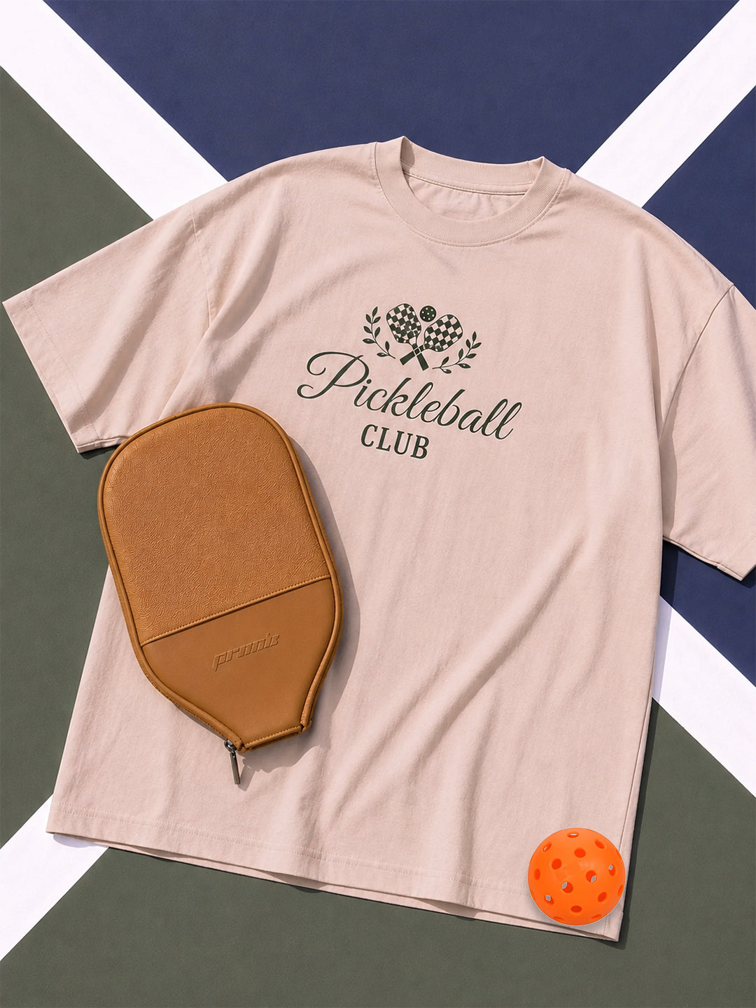 Pickleball Club Men Printed T-Shirt & Paddle Cover Combo