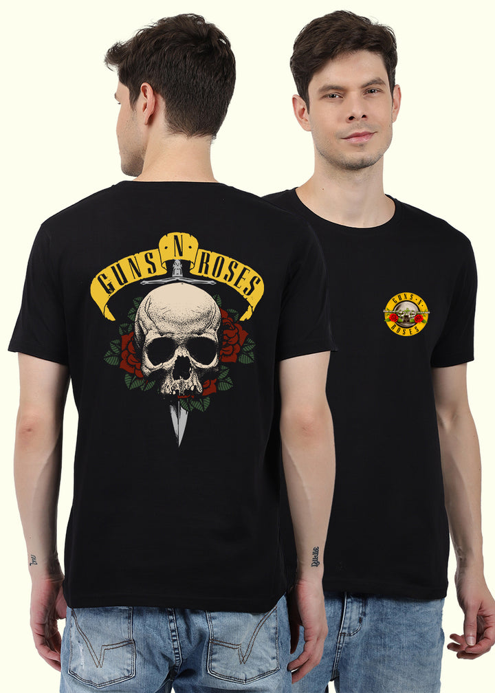 Guns N Roses Men Regular Fit Black Half Sleeve T-Shirt