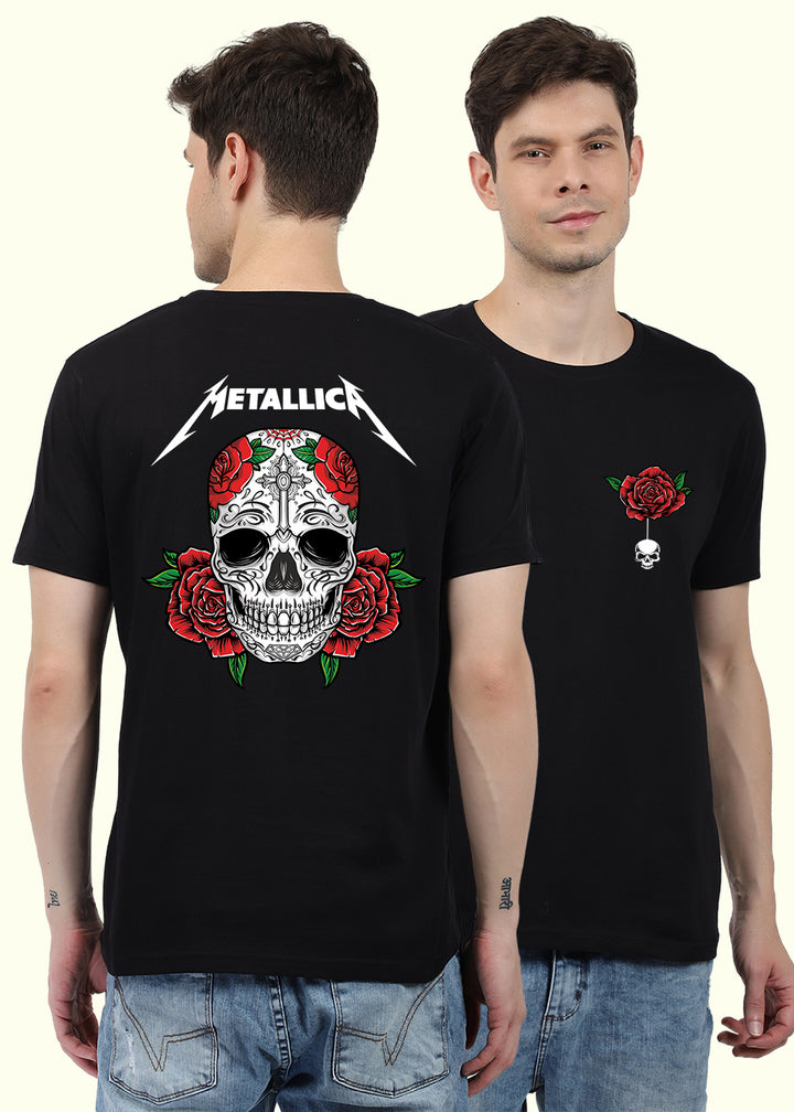 Savage Skull Men Regular Fit Black Half Sleeve T-Shirt