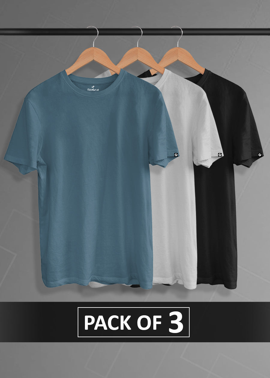 Solid Half Sleeve T-Shirt Men Combo - Pack of 3